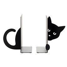 Metal Bookends - Black Hidden Cat by Balvi