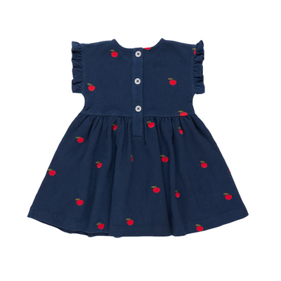 Adaline Ruffle Dress - Apples Embroidery by Pink Chicken