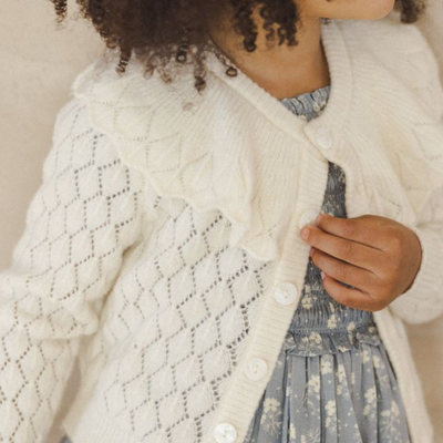 Ruffle Cardigan - Ivory by Noralee