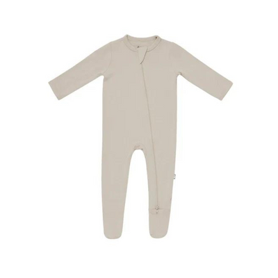 Solid Footie with Zipper - Khaki by Kyte Baby