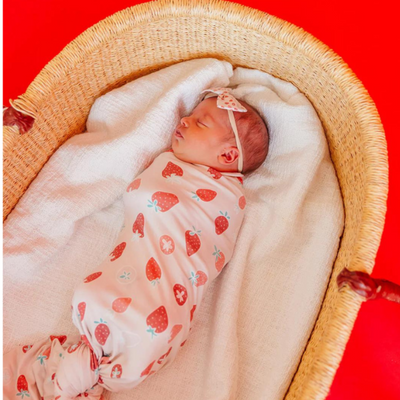 Knit Swaddle Blanket - Strawberry by Copper Pearl