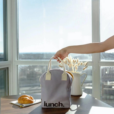 Zipper Lunch Bag - ‘Lunch’ in Lavender by Fluf