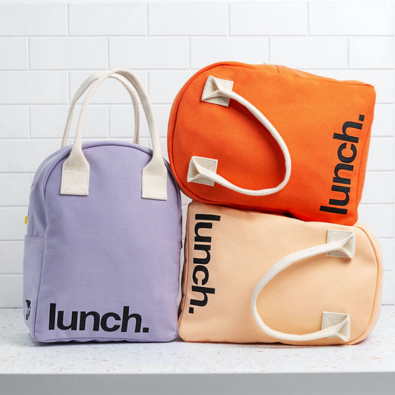 Zipper Lunch Bag - ‘Lunch’ in Peach by Fluf