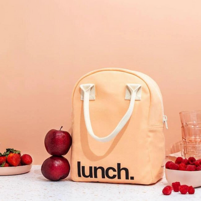 Zipper Lunch Bag - ‘Lunch’ in Peach by Fluf