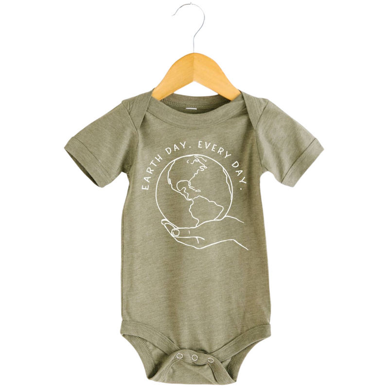 Earth Day Every Day Onesie - Heather Olive by Nature Supply Co.