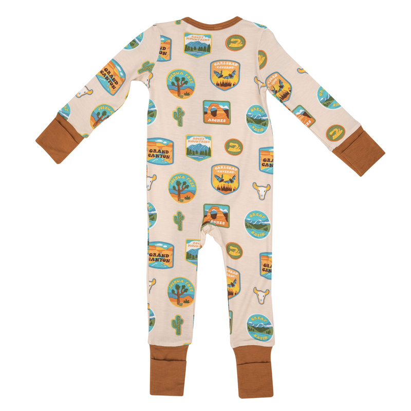 Bamboo 2 Way Zipper Romper - National Parks Patches Southwest by Angel Dear