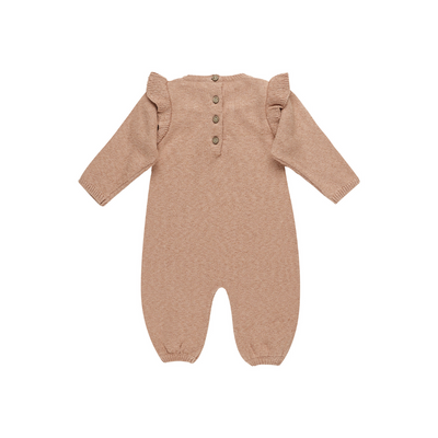 Long Sleeve Mira Knit Romper - Heathered Rose by Quincy Mae