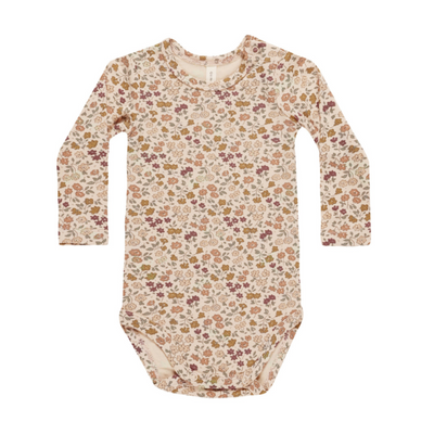 Bamboo Long Sleeve Bodysuit - Posy - Shell by Quincy Mae