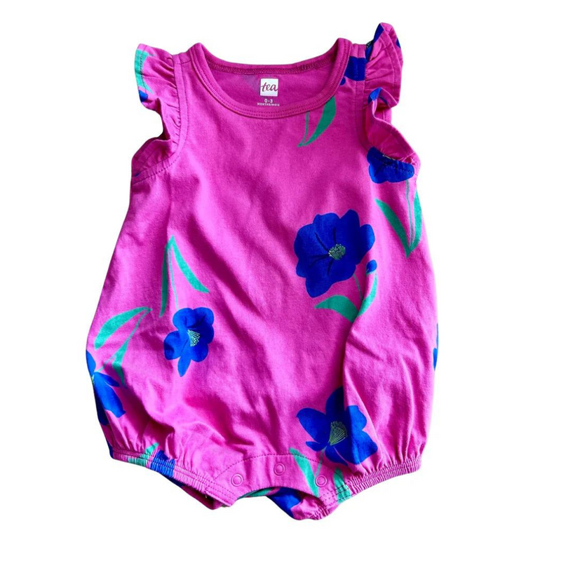 Flutter Baby Romper - Painted Cosmo Floral by Tea Collection