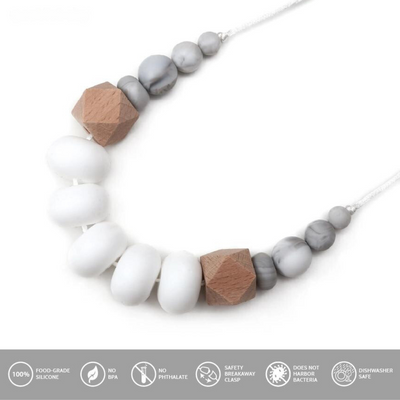 Harper Teething Necklace - White/Marble by Goobie Baby