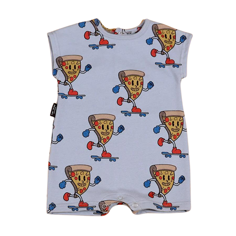 Pizza Skater Romper - Steel Blue by Tiny Tribe