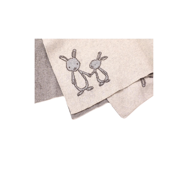 Organic Cotton Jacquard Sweater Knit Baby Blanket - Bunny by Viverano Organics