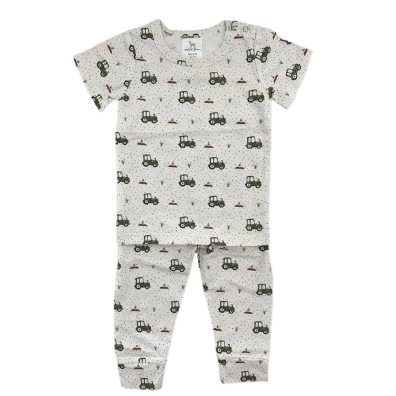 Modal Short Sleeve Pajama Set - Tractor by Velvet Fawn
