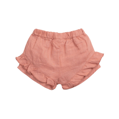 Linen Frill Shorts - Coral by Play Up