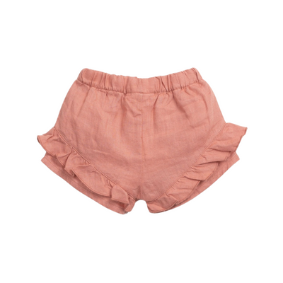 Linen Frill Shorts - Coral by Play Up - FINAL SALE