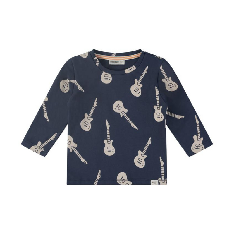 Guitar Long Sleeve Tee - Indigo by Babyfacee - FINAL SALE