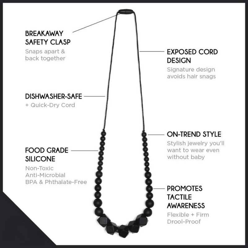 Madison Teething Necklace - Black by Goobie Baby