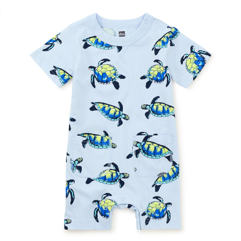 Double Pocket Baby Romper - Turtles by Tea Collection