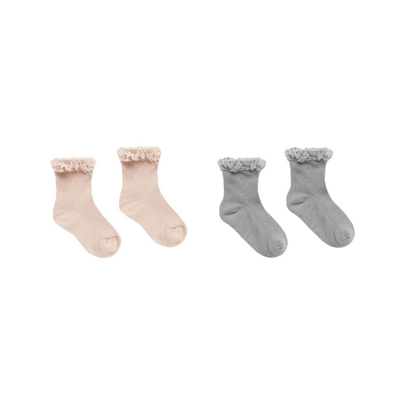 Lace Trim Sock Sets - Shell-Dusty Blue by Rylee + Cru