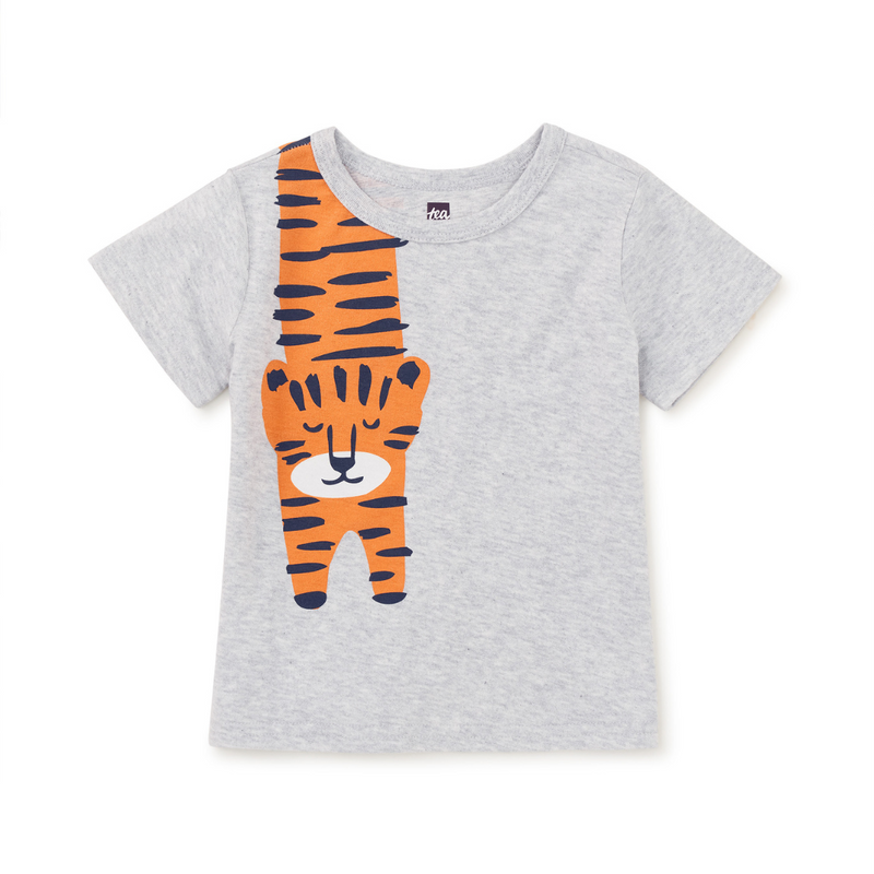 Tiger Turn Baby Graphic Tee - Light Grey Heather by Tea Collection