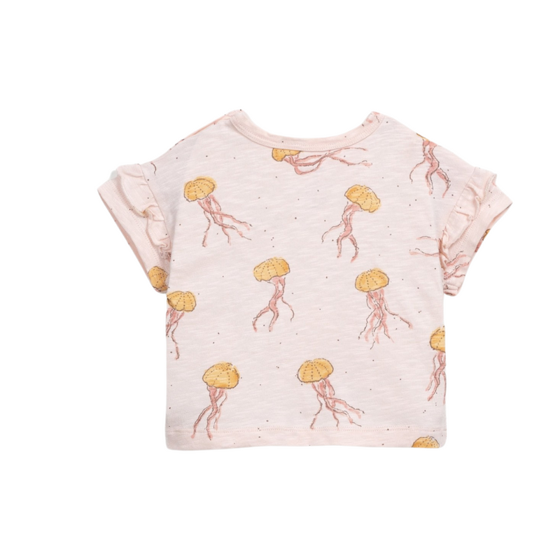 Jellyfish Print Ruffle T-Shirt - Pink by Play Up - FINAL SALE