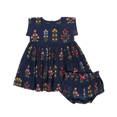 Marie Dress Set - Navy Field Floral by Pink Chicken