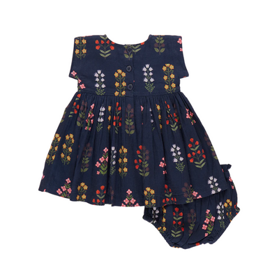 Marie Dress Set - Navy Field Floral by Pink Chicken