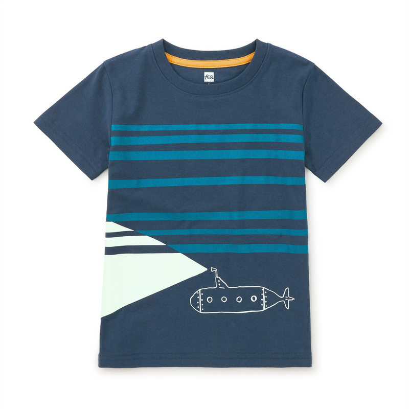 Glow in the Dark Submarine Tee - Whale Blue by Tea Collection