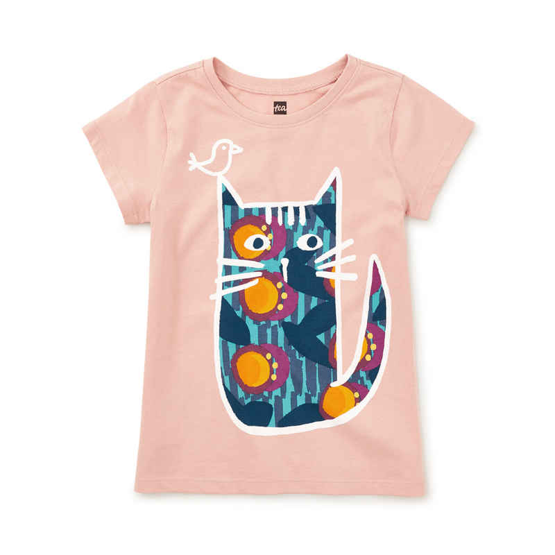 Passion Fruit Cat Graphic Tee - Cameo Pink by Tea Collection