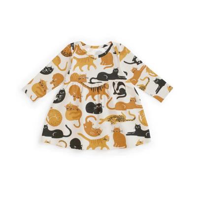 Lausanne Baby Dress - Cat Friends Gold & Yellow by Winter Water Factory - FINAL SALE