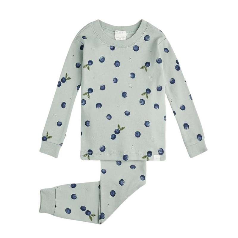 Pajama Set - Blueberry Print on Blue Mist by Petit Lem