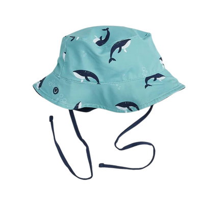 Reversible Sun Hat - Whale Print by Petit Lem - FINAL SALE