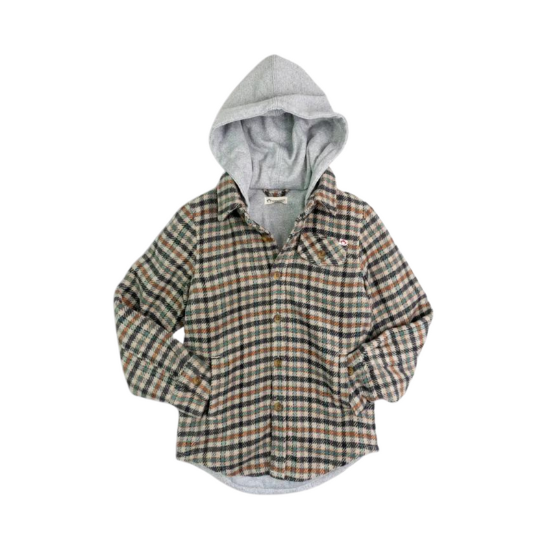 Glen Hooded Shirt - Beige/Teal Plaid by Appaman