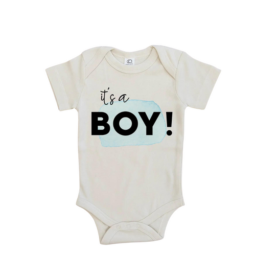 It's A Boy Pregnancy Announcement Organic Baby Onesie by Urban Baby Co.