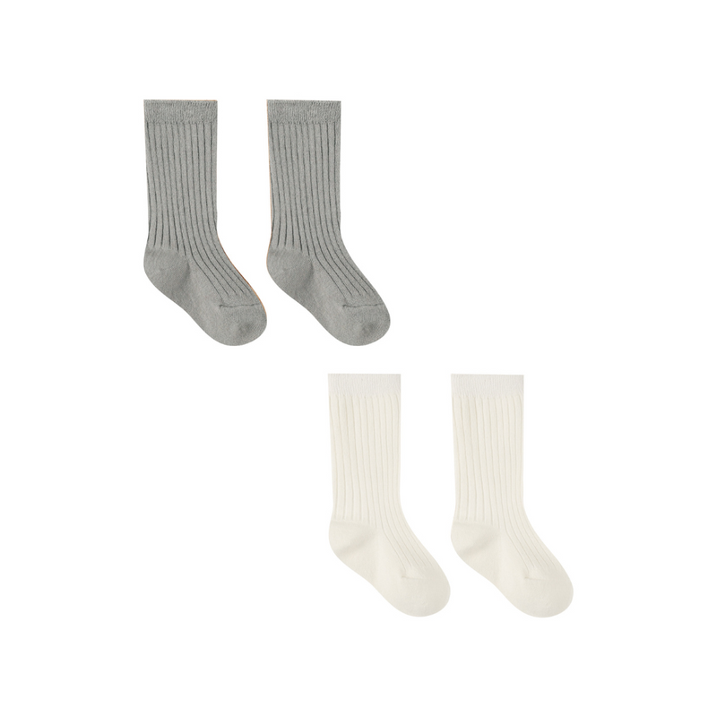 Socks Set of 2 - Ivory, Dusty Blue by Quincy Mae