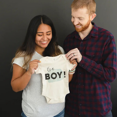 It's A Boy Pregnancy Announcement Organic Baby Onesie by Urban Baby Co.