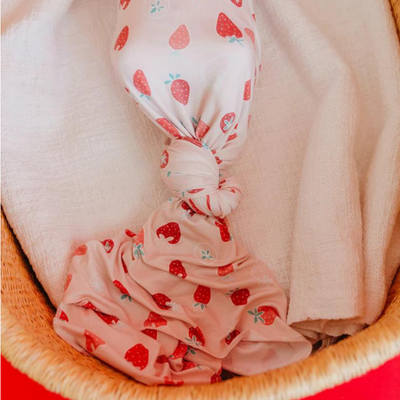 Knit Swaddle Blanket - Strawberry by Copper Pearl