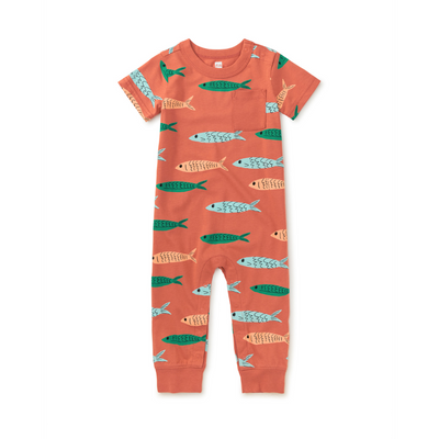 Pocket Baby Romper - School of Anchovies by Tea Collection - FINAL SALE