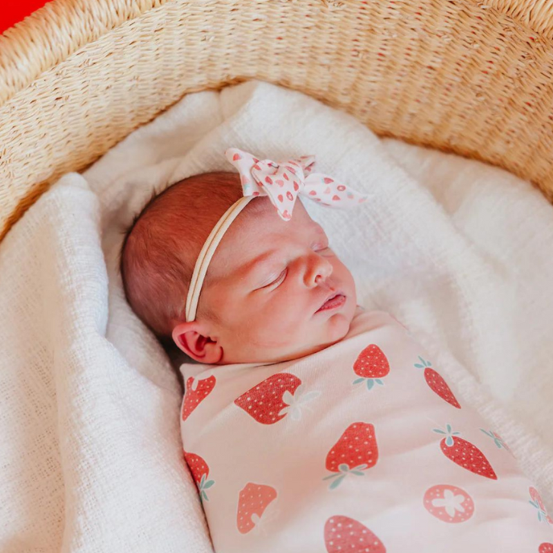 Knit Swaddle Blanket - Strawberry by Copper Pearl