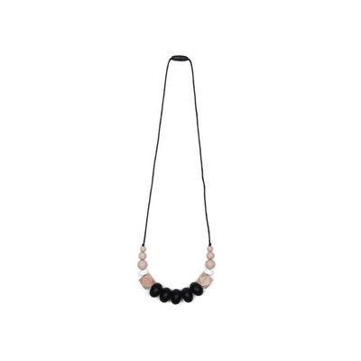 Harper Teething Necklace - Black/Oatmeal by Goobie Baby