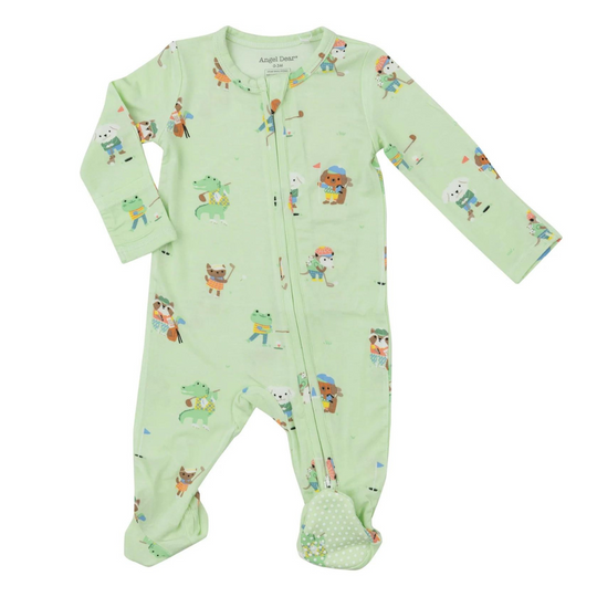 Bamboo 2 Way Zipper Footie - Golfing Animals by Angel Dear - FINAL SALE