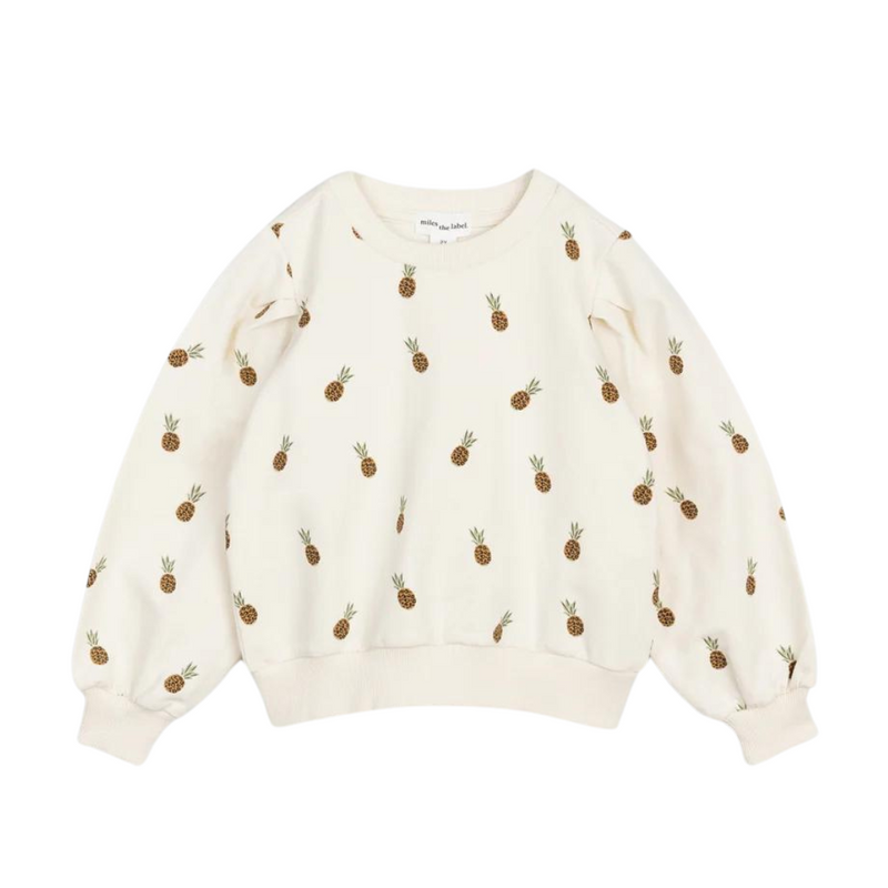 Terry Sweatshirt - Wild Pineapples Print on Crème by miles the label.