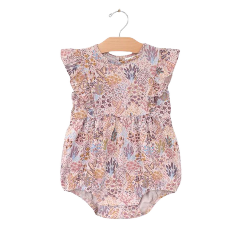 Spring Garden Flutter Sleeve Short Romper - Lilac by City Mouse