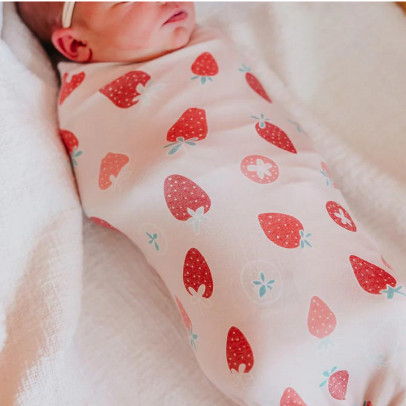 Knit Swaddle Blanket - Strawberry by Copper Pearl