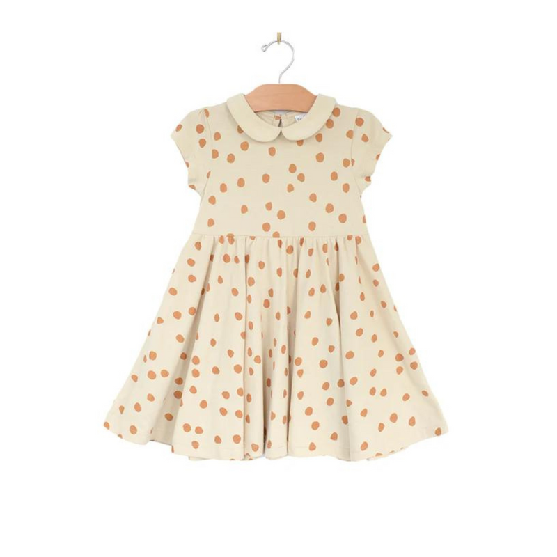 Dots Collar Twirl Dress - Saffron by City Mouse