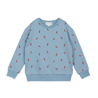 Terry Sweatshirt - Hot Pepper Print on Light Azul by miles the label.