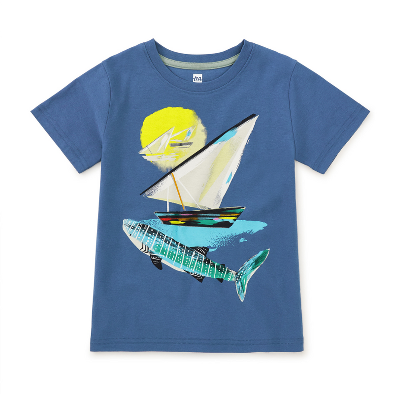 Shark & Sailboat Graphic Tee - Cobalt by Tea Collection FINAL SALE