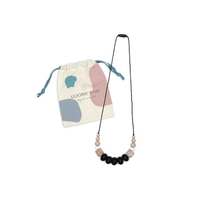 Harper Teething Necklace - Black/Oatmeal by Goobie Baby