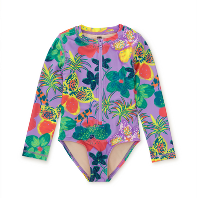 Long Sleeve One-Piece Swimsuit - Hanging Flowers of Malindi by Tea Collection