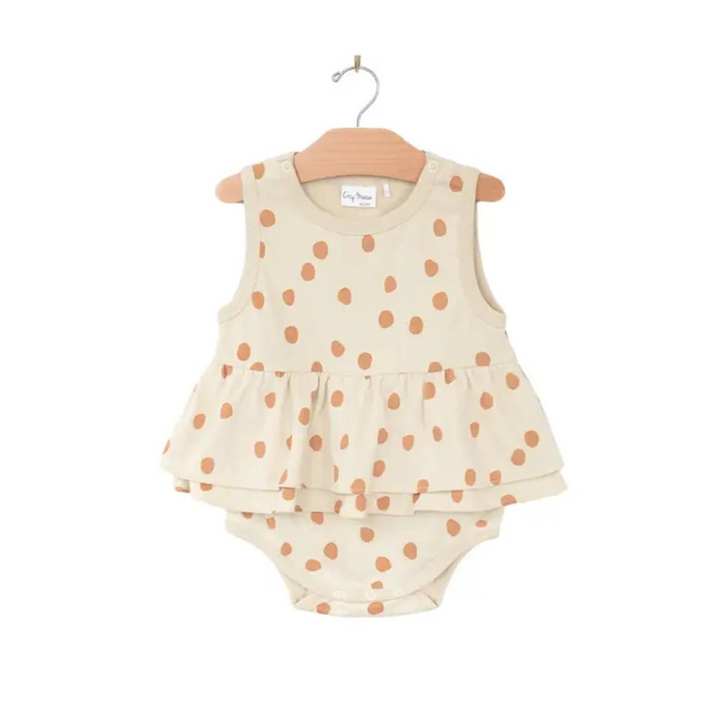 Dots Skirted Tank Bodysuit - Saffron by City Mouse